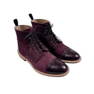 Taft Troy Suede Ankle Boot Size 44 (US 11) Burgundy / Oxblood Cap Toe EUC